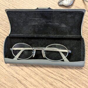 Sweet Vintage Byblos Chrome Silver Glasses Frames with Clear Frosted Earpieces